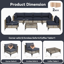 Load image into Gallery viewer, AECOJOY 7-Piece Patio Outdoor Furniture Set, Boho Outdoor Sectional Set, Dark Brown&amp;Dark Grey