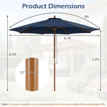 Load image into Gallery viewer, Tangkula 9 FT Patio Umbrella | Outdoor Table Market Umbrella with 8 Wooden Ribs