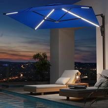 Load image into Gallery viewer, AECOJOY 10FT Large Patio Umbrella with Solar Lights, Rectangle Wall Mounted Outdoor Patio Umbrella, Blue
