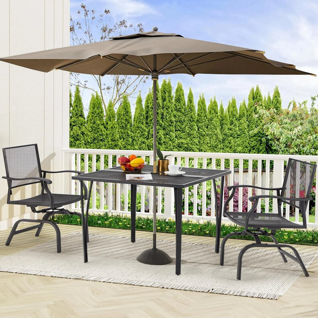 AECOJOY 3 Pieces Patio Dining Set, , Outdoor Furniture with 2 Rocking Patio Chairs and 1 Square Patio Metal Table