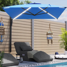 Load image into Gallery viewer, AECOJOY 10FT Large Patio Umbrella with Solar Lights, Rectangle Wall Mounted Outdoor Patio Umbrella, Blue