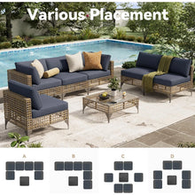 Load image into Gallery viewer, AECOJOY 7-Piece Patio Outdoor Furniture Set, Boho Outdoor Sectional Set, Dark Brown&amp;Dark Grey