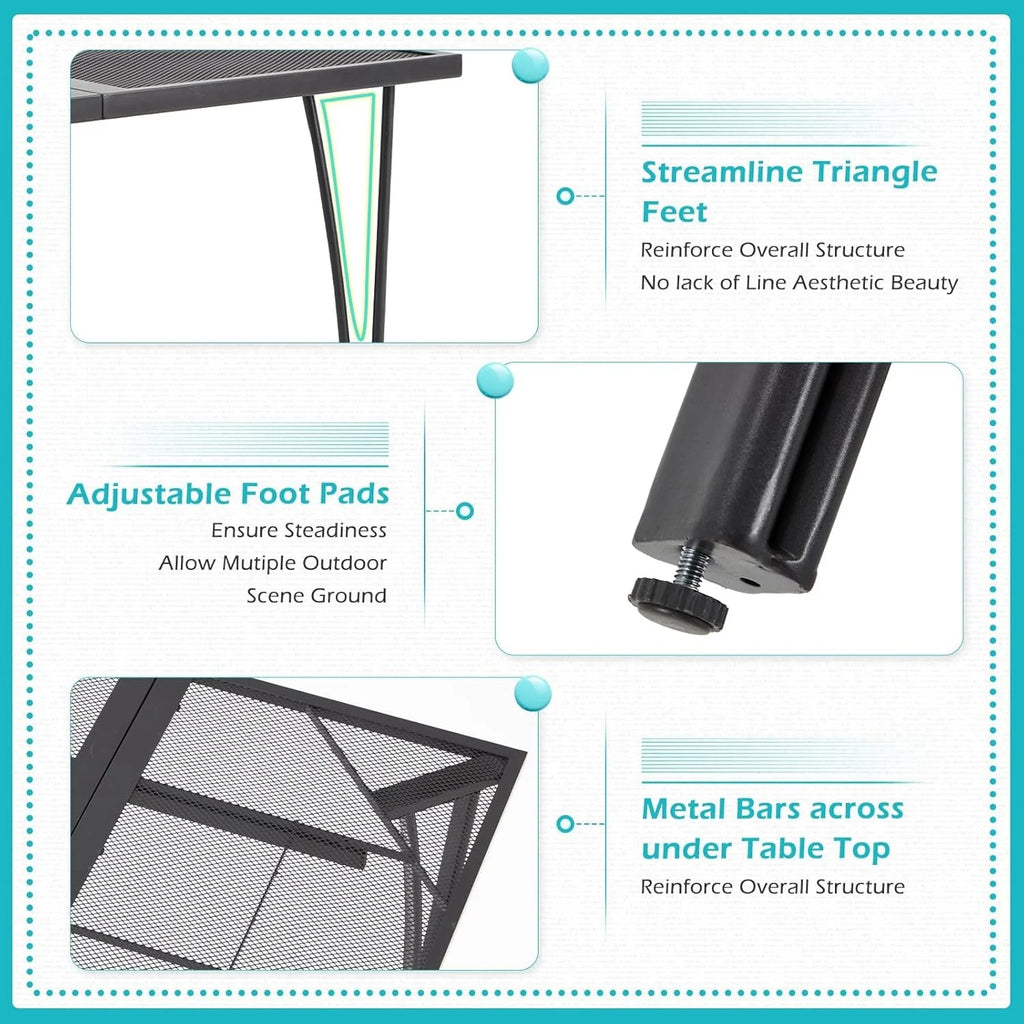 AECOJOY 3 Pieces Patio Dining Set, , Outdoor Furniture with 2 Rocking Patio Chairs and 1 Square Patio Metal Table