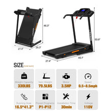 Load image into Gallery viewer, 3.5HP 330 lb Weight Foldable Electric Running Walking Machine with Bluetooth/APP for Home, Fitness Jogging Exercise, Easy Installation and Space Saver for Home Office Gym