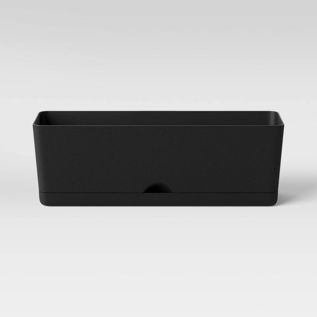 24"x8" Indoor/Outdoor Rectangular Self-Watering Window Box Black (ROOM Essentials)
