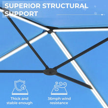 Load image into Gallery viewer, AECOJOY 10FT Large Patio Umbrella with Solar Lights, Rectangle Wall Mounted Outdoor Patio Umbrella, Blue
