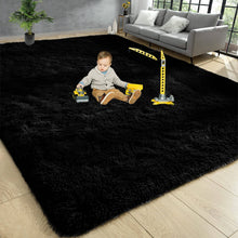 Load image into Gallery viewer, Iplusmall Black Rug for Living Room, Large 5x8 ft Soft Fluffy Shag Area Rug for Bedroom Nursery Room, Throw Shaggy Furry Carpet, Rectangle Faux Fur Plush