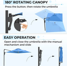 Load image into Gallery viewer, AECOJOY 10FT Large Patio Umbrella with Solar Lights, Rectangle Wall Mounted Outdoor Patio Umbrella, Blue