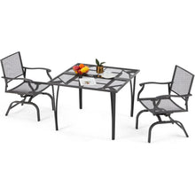 Load image into Gallery viewer, AECOJOY 3 Pieces Patio Dining Set, , Outdoor Furniture with 2 Rocking Patio Chairs and 1 Square Patio Metal Table