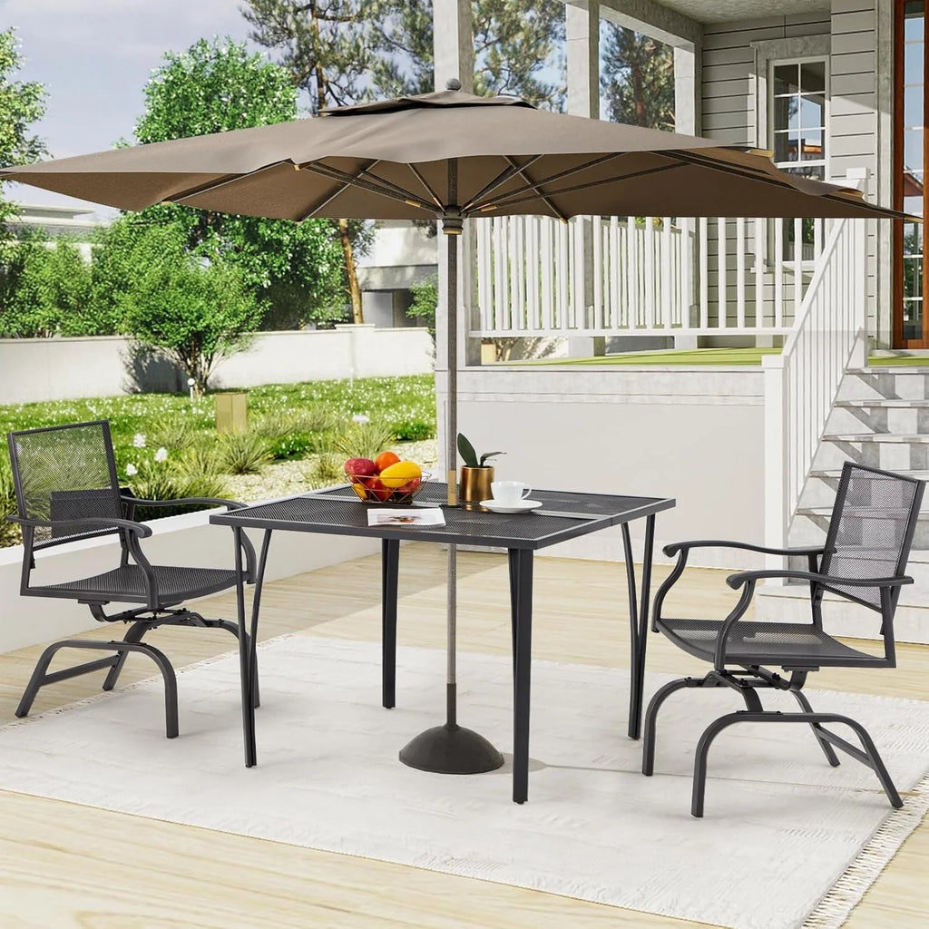 AECOJOY 3 Pieces Patio Dining Set, , Outdoor Furniture with 2 Rocking Patio Chairs and 1 Square Patio Metal Table